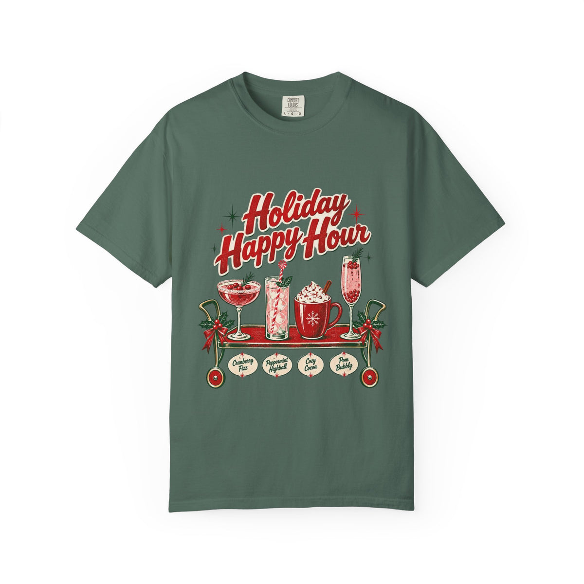 Holiday Happy Hour T-shirt | Christmas cocktail mug mocktail design