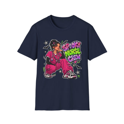 Spooky Nurse Crew T-Shirt | Halloween Medical Scrub Art
