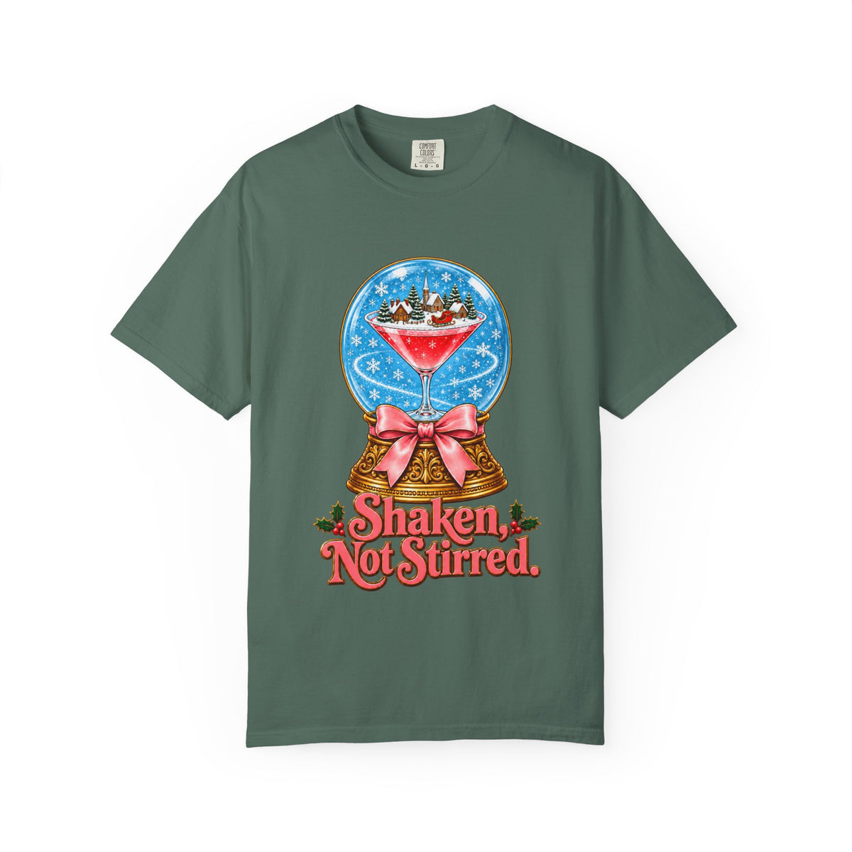 Shaken Not Stirred Snowglobe T-shirt | Cocktail Martini Holiday Design