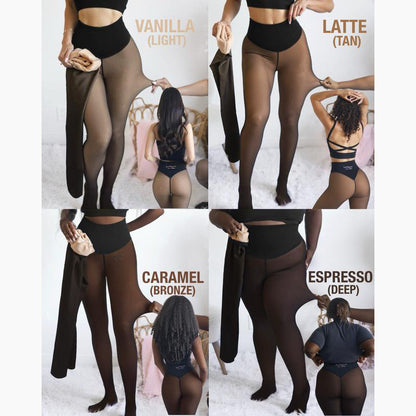 Magic Fleece-Lined Sheer Tights with Shaping Effect, Body Slimming Compression Band